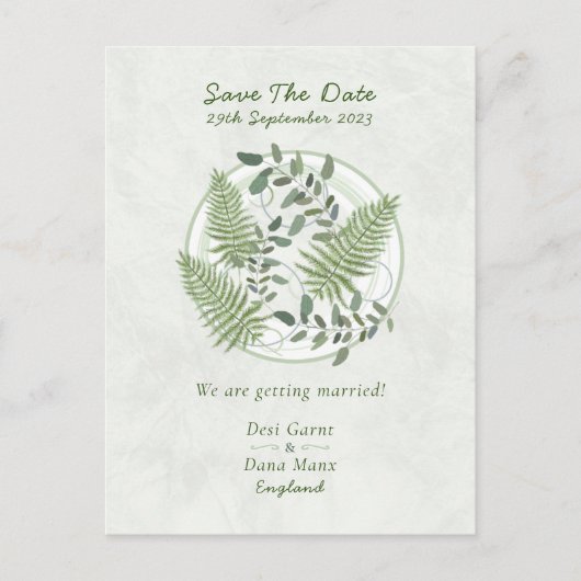 Carte Postale Eucalyptus et Cercles de fougères, Enregistrer le (Devant)
