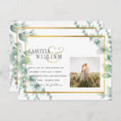 Carte Postale Eucalyptus Feuille MARIAGE vert OR QR CODE (Devant / Derrière)