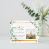 Carte Postale Eucalyptus Feuille MARIAGE vert OR QR CODE (Debout devant)