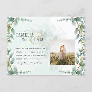 Carte Postale Eucalyptus Feuille OR MARIAGE QR CODE BUDGET