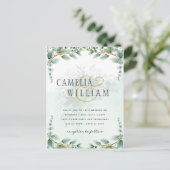 Carte Postale Eucalyptus Feuille OR MARIAGE QR CODE BUDGET (Debout devant)