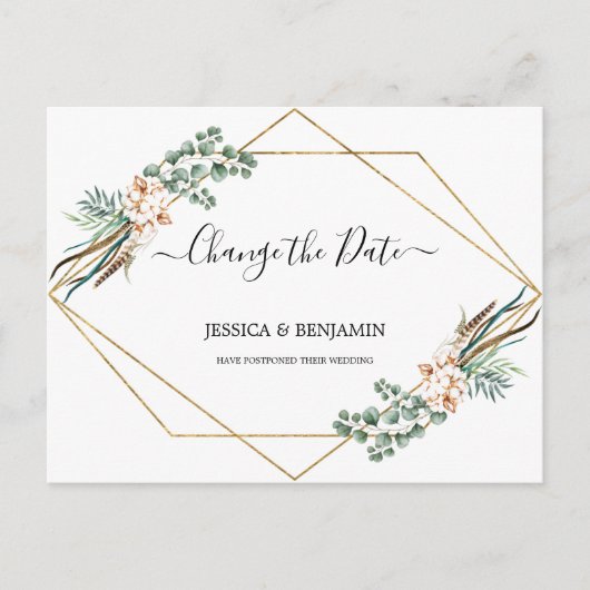 Carte Postale Eucalyptus Feuille Script Changement de date (Devant)