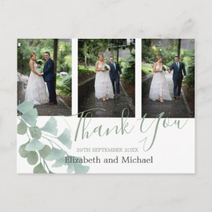 Carte Postale Eucalyptus Feuilles verts Merci de mariage élégant