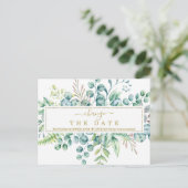 Carte Postale Eucalyptus Floral Feuille Mariage Modifier La Date (Debout devant)