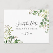 Carte Postale Eucalyptus Floral Horizontal Enregistrer la date (Devant)