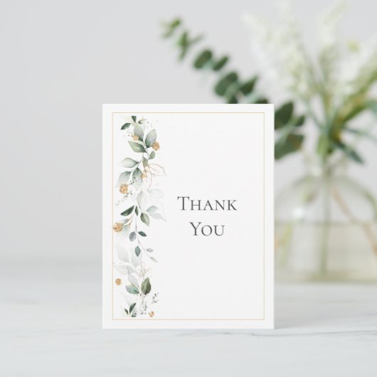 Carte Postale Eucalyptus Floral Merci Mariage or (Debout devant)