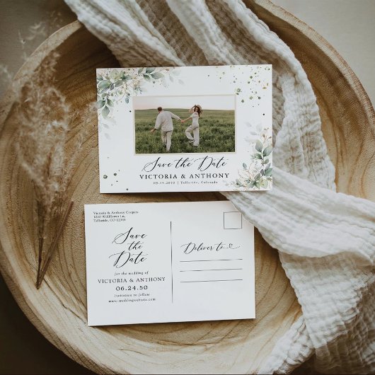 Carte Postale Eucalyptus Floral Wedding Enregistrer La Date Cart