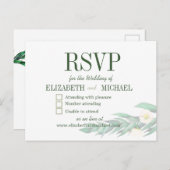 Carte Postale Eucalyptus Foliage Blanc Elégant Mariage RSVP (Devant / Derrière)