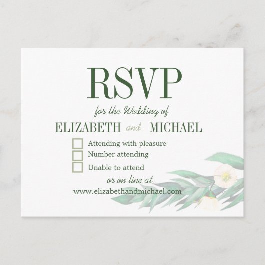 Carte Postale Eucalyptus Foliage Blanc Elégant Mariage RSVP (Devant)