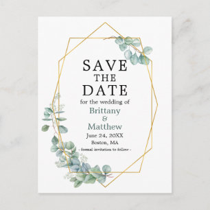 Carte Postale Eucalyptus Green Cadre Geo Enregistrer La Date