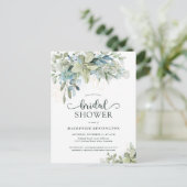 Carte Postale Eucalyptus Joli Script Bridal Douche Invitation (Debout devant)