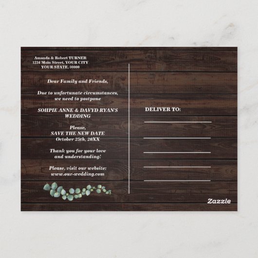 Carte Postale Eucalyptus Love Is Patient Script Mariage Update (Dos)