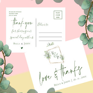 Carte Postale Eucalyptus Love Merci Merci Mariage vert