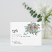 Carte Postale Eucalyptus Mariage - Aquarelle Verdure Monogramme (Debout devant)