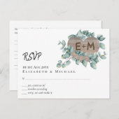 Carte Postale Eucalyptus Mariage - Aquarelle Verdure Monogramme (Devant / Derrière)