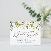 Carte Postale Eucalyptus Roses Blanches Boho Mariage Enregistrer (Debout devant)