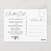 Carte Postale Eucalyptus Roses Blanches Boho Mariage Enregistrer (Dos)