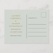 Carte Postale Eucalyptus rustique Green/Gold Wedding Enregistrer (Dos)