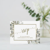 Carte Postale Eucalyptus rustique & Mariage de pin d'or RSVP (Debout devant)