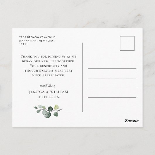 Carte Postale Eucalyptus simple et élégant Aquarelle verte (Dos)