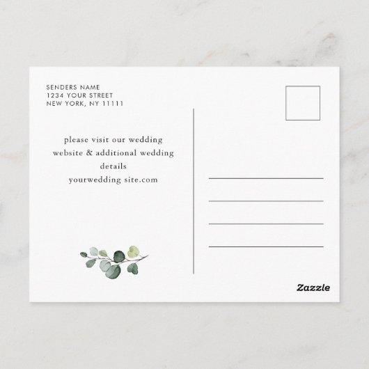 Carte Postale Eucalyptus Sunflower Wedding Enregistrer la date C (Dos)