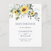 Carte Postale Eucalyptus Sunflower Wedding Enregistrer la date C (Devant)