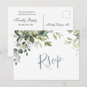 Carte Postale Eucalyptus Verdure Aquarelle Mariage RSVP (Devant / Derrière)