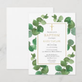 Carte Postale Eucalyptus Verdure Baptême Christening Invitation (Devant / Derrière)