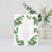 Carte Postale Eucalyptus Verdure Baptême Christening Invitation (Debout devant)