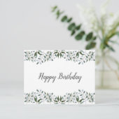 Carte Postale Eucalyptus Verdure Floral Joyeux Anniversaire (Debout devant)