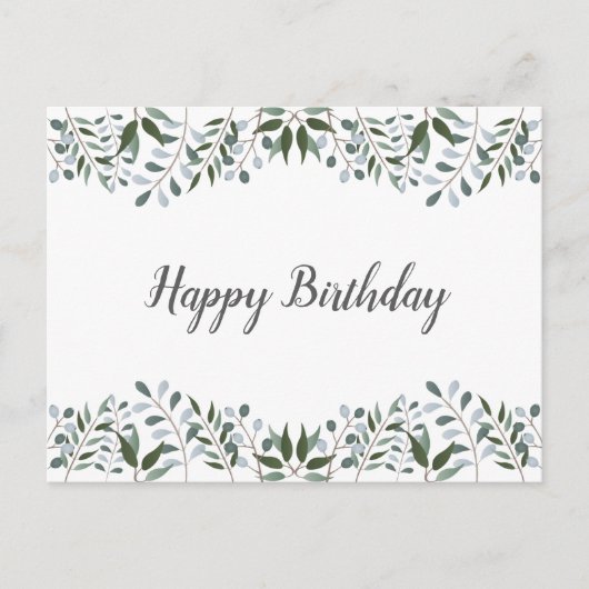 Carte Postale Eucalyptus Verdure Floral Joyeux Anniversaire (Devant)