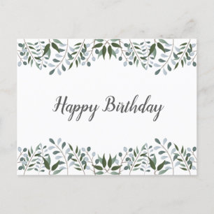 Carte Postale Eucalyptus Verdure Florale Joyeux Anniversaire