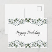 Carte Postale Eucalyptus Verdure Florale Joyeux Anniversaire (Devant / Derrière)