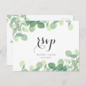 Carte Postale Eucalyptus Verdure Moderne Script Mariage RSVP (Devant / Derrière)