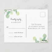 Carte Postale Eucalyptus Verdure Moderne Script Mariage RSVP (Dos)
