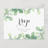 Carte Postale Eucalyptus Verdure Moderne Script Mariage RSVP (Devant)
