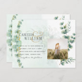 Carte Postale Eucalyptus Verdure Or MARIAGE QR CODE Moderne (Devant / Derrière)