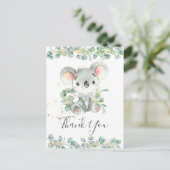 Carte Postale Eucalyptus Vert Cute Koala Merci d'anniversaire (Debout devant)