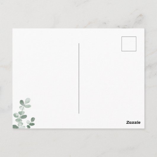 Carte Postale Eucalyptus Vert Élégant Enregistrer la date Mariag (Dos)