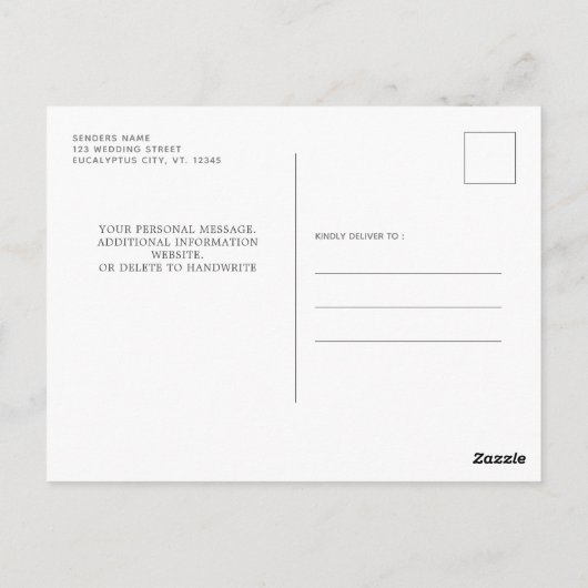 Carte Postale Eucalyptus vert Faire-part de mariage simple (Dos)