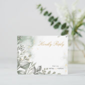 Carte Postale Eucalyptus vert & or aquarelle Mariage (Debout devant)