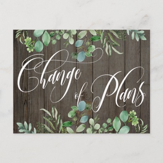 Carte Postale Eucalyptus Wood Changement de plans Mariage report (Devant)