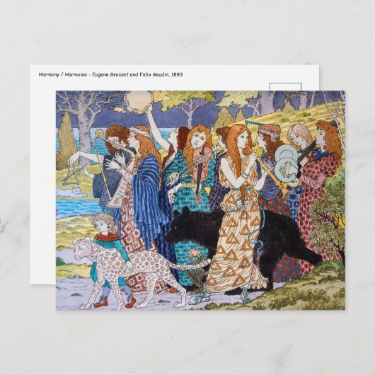 Carte Postale Eugene Grasset - Panneau Décoratif Harmonie (Devant / Derrière)