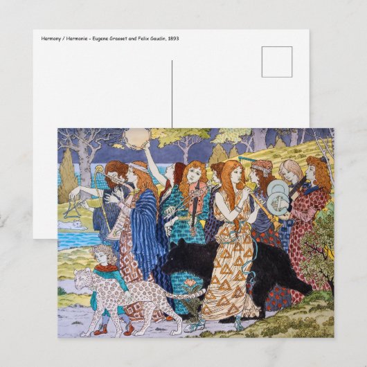 Carte Postale Eugene Grasset - Panneau décoratif Harmony (Devant / Derrière)