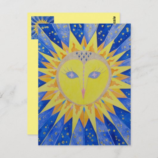 Carte Postale Eule Sun Owl (Devant / Derrière)