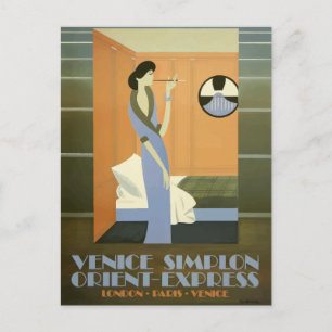 Carte Postale Europe vintage par train Orient Express Travel