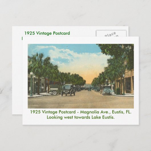 Carte Postale Eustis, FL - Magnolia Ave - 1925 (Devant / Derrière)