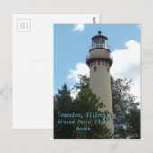 Carte Postale Evanston, Illinois, la maison légère Grosse Point (Devant / Derrière)