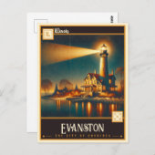 Carte Postale Evanston, Illinois | VINTAGE (Devant / Derrière)