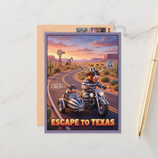 Carte Postale Évasion drôle au Texas 3D Voyage (Devant/Arrière en situation)